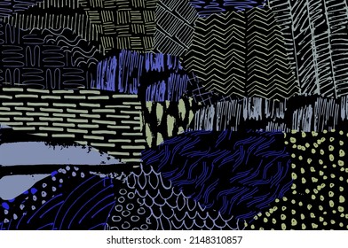 Abstract black strokes, Hand sketched Vector Pattern. Abstract background in geometric style. Abstract multicolored geometric pattern	
