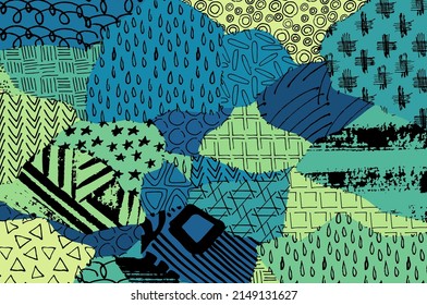 Abstract black strokes, Hand sketched Vector Pattern. Retro abstract pattern in geometric style. Abstract multicolored geometric pattern.	