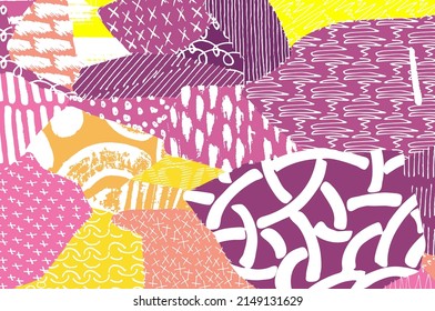 Abstrakte schwarze Striche, handgezeichnete Vektormuster. Retro abstraktes Muster im geometrischen Stil. Abstraktes, mehrfarbiges geometrisches Muster.	
