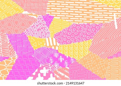 Abstrakte schwarze Striche, handgezeichnete Vektormuster. Retro abstraktes Muster im geometrischen Stil. Abstraktes, mehrfarbiges geometrisches Muster.	