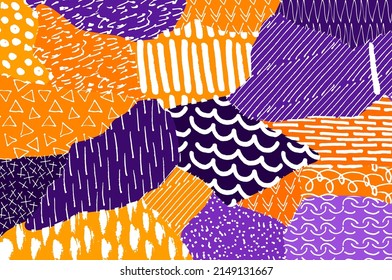 Abstract black strokes, Hand sketched Vector Pattern. Retro abstract pattern in geometric style. Abstract multicolored geometric pattern.	