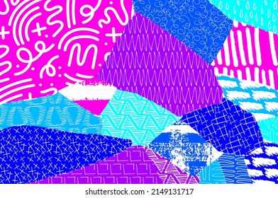 Abstract black strokes, Hand sketched Vector Pattern. Retro abstract pattern in geometric style. Abstract multicolored geometric pattern.	
