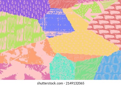 Resumen de trazos negros, patrón vector esbozado por la mano. Patrón abstracto retro en estilo geométrico. Resumen de patrón geométrico multicolor.	