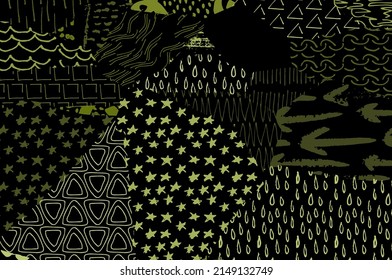 Abstract black strokes, Hand sketched Vector Pattern. Retro abstract pattern in geometric style. Abstract multicolored geometric pattern.	