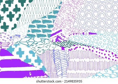 Abstract black strokes, Hand sketched Vector Pattern. Retro abstract pattern in geometric style. Abstract multicolored geometric pattern.	