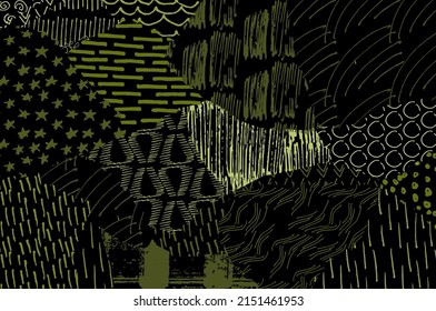 Abstract black strokes, Hand sketched Vector Pattern. Retro abstract pattern in geometric style. Abstract multicolored geometric pattern.	
