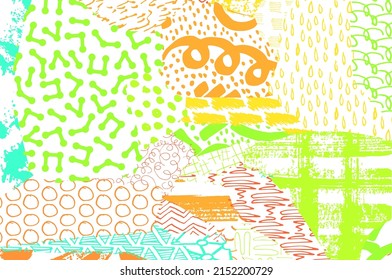 Abstract black strokes, Hand sketched Vector Pattern. Retro abstract pattern in geometric style. Abstract multicolored geometric pattern.	
