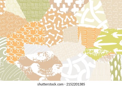 Abstract black strokes, Hand sketched Vector Pattern. Retro abstract pattern in geometric style. Abstract multicolored geometric pattern.	
