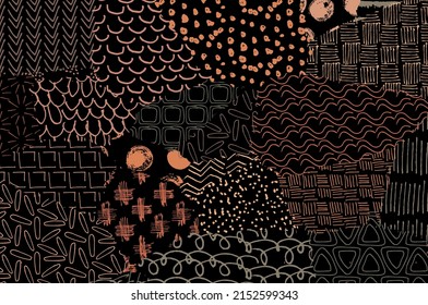 Abstract black strokes, Hand sketched Vector Pattern. Retro abstract pattern in geometric style. Abstract multicolored geometric pattern.	
