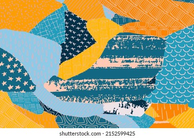 Abstract black strokes, Hand sketched Vector Pattern. Retro abstract pattern in geometric style. Abstract multicolored geometric pattern.	
