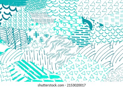 Abstract black strokes, Hand sketched Vector Pattern. Retro abstract pattern in geometric style. Abstract multicolored geometric pattern.	
