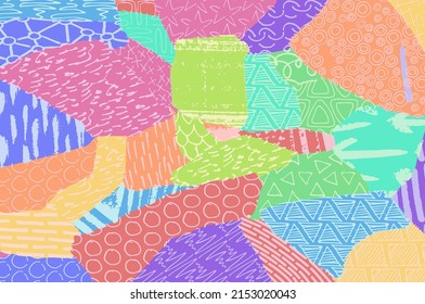 Abstract black strokes, Hand sketched Vector Pattern. Retro abstract pattern in geometric style. Abstract multicolored geometric pattern.	

