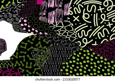 Abstract black strokes, Hand sketched Vector Pattern. Retro abstract pattern in geometric style. Abstract multicolored geometric pattern.	
