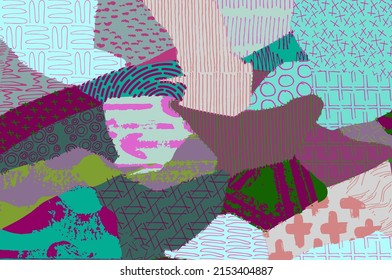 Abstract black strokes, Hand sketched Vector Pattern. Retro abstract pattern in geometric style. Abstract multicolored geometric pattern.	
