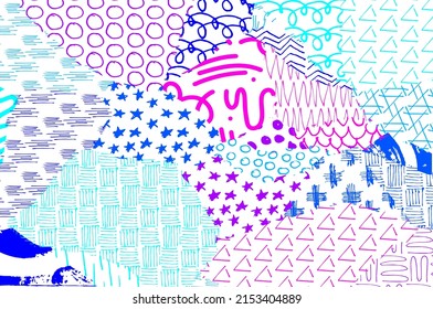 Resumen de trazos negros, patrón vector esbozado por la mano. Patrón abstracto retro en estilo geométrico. Resumen de patrón geométrico multicolor.	
