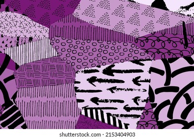 Abstract black strokes, Hand sketched Vector Pattern. Retro abstract pattern in geometric style. Abstract multicolored geometric pattern.	
