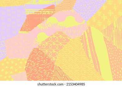 Resumen de trazos negros, patrón vector esbozado por la mano. Patrón abstracto retro en estilo geométrico. Resumen de patrón geométrico multicolor.	

