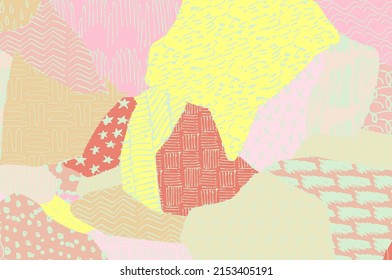 Abstract black strokes, Hand sketched Vector Pattern. Retro abstract pattern in geometric style. Abstract multicolored geometric pattern.	
