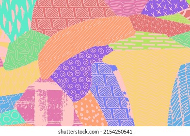 Abstract black strokes, Hand sketched Vector Pattern. Retro abstract pattern in geometric style. Abstract multicolored geometric pattern.	
