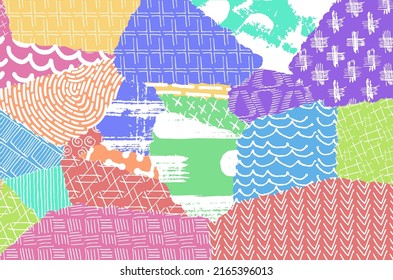 Abstract black strokes, Hand sketched Vector Pattern. Retro abstract pattern in geometric style. Abstract multicolored geometric pattern.	
