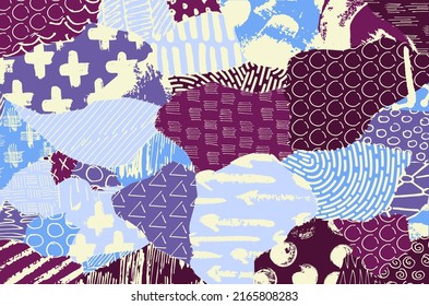 Abstract black strokes, Hand sketched Vector Pattern. Retro abstract pattern in geometric style. Abstract multicolored geometric pattern.	
