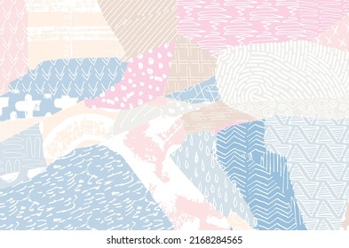 Abstract black strokes, Hand sketched Vector Pattern. Retro abstract pattern in geometric style. Abstract multicolored geometric pattern.	
