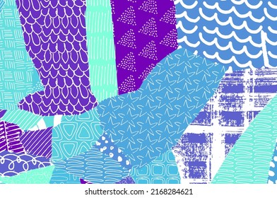 Abstract black strokes, Hand sketched Vector Pattern. Retro abstract pattern in geometric style. Abstract multicolored geometric pattern.	
