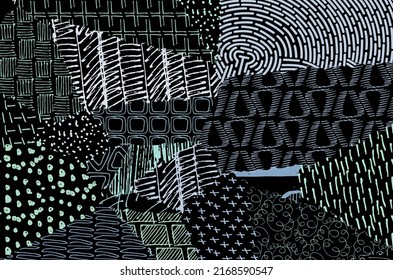 Abstract black strokes, Hand sketched Vector Pattern. Retro abstract pattern in geometric style. Abstract multicolored geometric pattern.	
