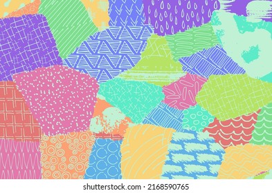 Abstract black strokes, Hand sketched Vector Pattern. Retro abstract pattern in geometric style. Abstract multicolored geometric pattern.	

