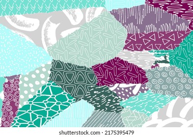 Abstract black strokes, Hand sketched Vector Pattern. Retro abstract pattern in geometric style. Abstract multicolored geometric pattern.	
