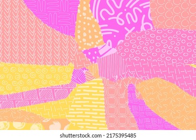 Abstract black strokes, Hand sketched Vector Pattern. Retro abstract pattern in geometric style. Abstract multicolored geometric pattern.	
