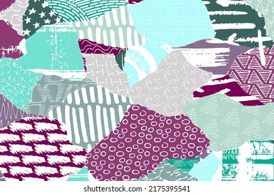 Resumen de trazos negros, patrón vector esbozado por la mano. Patrón abstracto retro en estilo geométrico. Resumen de patrón geométrico multicolor.	
