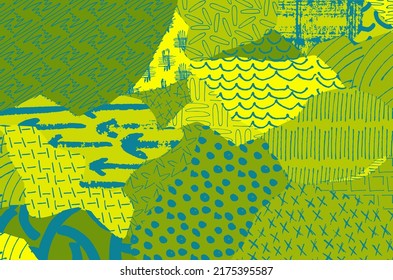 Resumen de trazos negros, patrón vector esbozado por la mano. Patrón abstracto retro en estilo geométrico. Resumen de patrón geométrico multicolor.	
