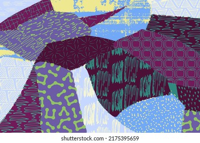 Abstract black strokes, Hand sketched Vector Pattern. Retro abstract pattern in geometric style. Abstract multicolored geometric pattern.	
