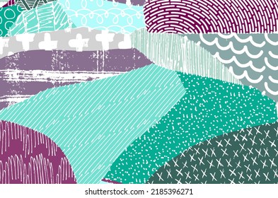 Resumen de trazos negros, patrón vector esbozado por la mano. Patrón abstracto retro en estilo geométrico. Resumen de patrón geométrico multicolor.	

