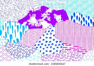 Abstract black strokes, Hand sketched Vector Pattern. Retro abstract pattern in geometric style. Abstract multicolored geometric pattern.	

