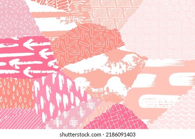 Abstract black strokes, Hand sketched Vector Pattern. Retro abstract pattern in geometric style. Abstract multicolored geometric pattern.	

