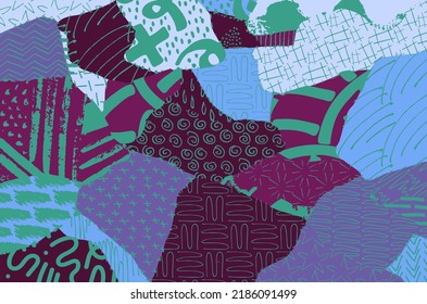 Abstract black strokes, Hand sketched Vector Pattern. Retro abstract pattern in geometric style. Abstract multicolored geometric pattern.	
