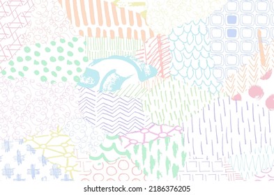 Abstract black strokes, Hand sketched Vector Pattern. Retro abstract pattern in geometric style. Abstract multicolored geometric pattern.	
