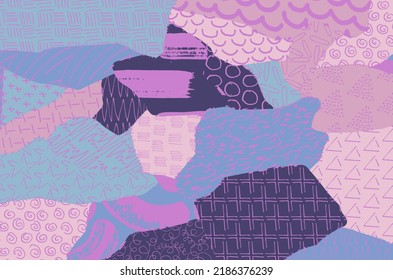 Abstract black strokes, Hand sketched Vector Pattern. Retro abstract pattern in geometric style. Abstract multicolored geometric pattern.	
