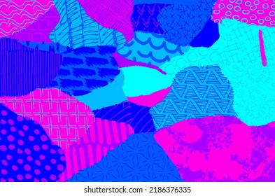 Abstract black strokes, Hand sketched Vector Pattern. Retro abstract pattern in geometric style. Abstract multicolored geometric pattern.	
