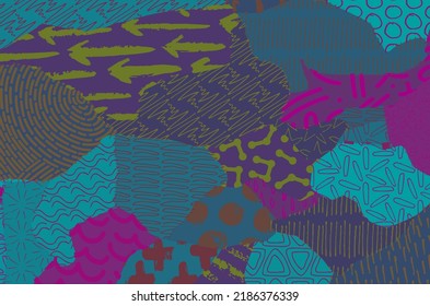 Abstract black strokes, Hand sketched Vector Pattern. Retro abstract pattern in geometric style. Abstract multicolored geometric pattern.	
