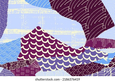 Abstract black strokes, Hand sketched Vector Pattern. Retro abstract pattern in geometric style. Abstract multicolored geometric pattern.	
