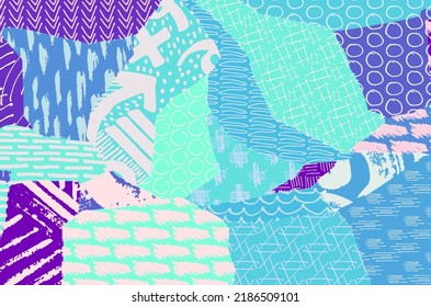 Abstract black strokes, Hand sketched Vector Pattern. Retro abstract pattern in geometric style. Abstract multicolored geometric pattern.	

