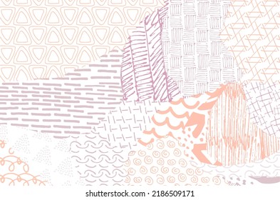 Abstract black strokes, Hand sketched Vector Pattern. Retro abstract pattern in geometric style. Abstract multicolored geometric pattern.	
