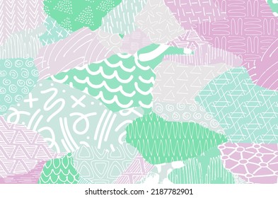 Abstract black strokes, Hand sketched Vector Pattern. Retro abstract pattern in geometric style. Abstract multicolored geometric pattern.	