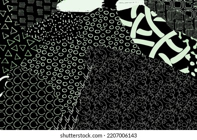 Abstract black strokes, Hand sketched Vector Pattern. Retro abstract pattern in geometric style. Abstract multicolored geometric pattern.	
