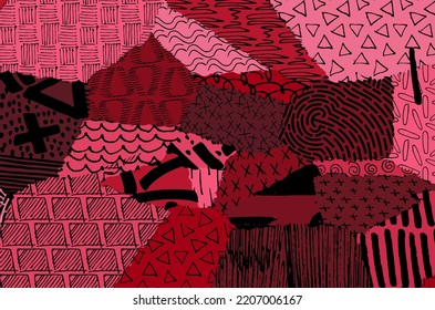 Abstract black strokes, Hand sketched Vector Pattern. Retro abstract pattern in geometric style. Abstract multicolored geometric pattern.	
