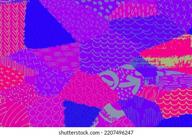 Abstract black strokes, Hand sketched Vector Pattern. Retro abstract pattern in geometric style. Abstract multicolored geometric pattern.	
