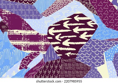 Abstract black strokes, Hand sketched Vector Pattern. Retro abstract pattern in geometric style. Abstract multicolored geometric pattern.	